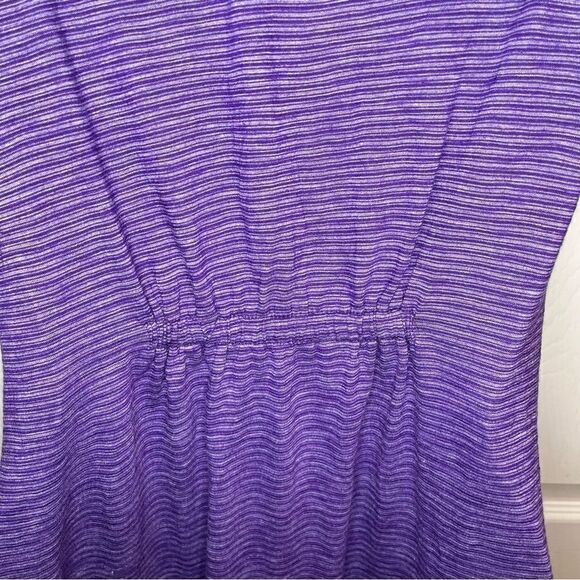 Casual Land Sleeveless Stripe Deco Button Shawl Vest Purple S - Picture 8 of 11